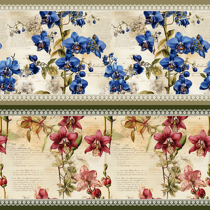 Tricoline Digital Barrado Orquídeas, 100%Algod. 50cm x 1,50m em Oferta na Shopee