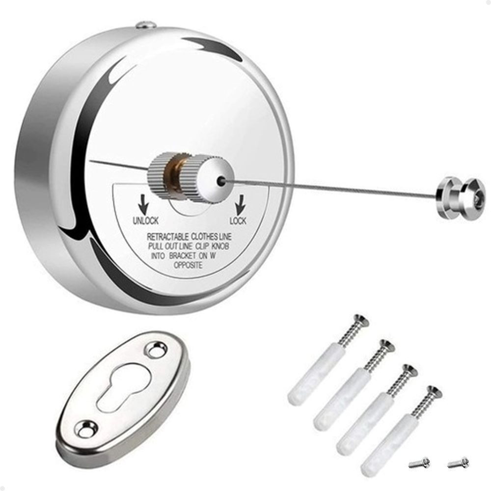Varal de Roupas Retrátil em Aço Inox De Parede 3 Metros Banheiro Apartamento Pousadas HOTEIS