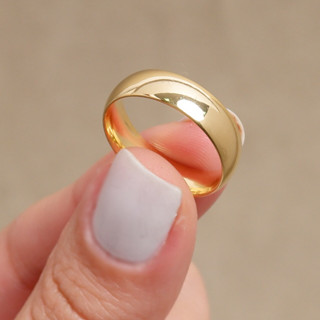 Aliança de Casamento 6mm Noivado Anel Feminino Masculino Inoxidável Banhado Dourado aço Cor Ouro 18k em Oferta na Shopee