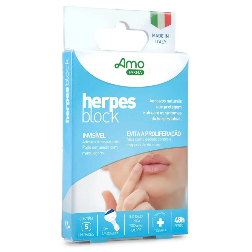 Adesivo Herpes Block Labial Proteção Natural Dermatológico 5 unidades Discreto Confortável Premium