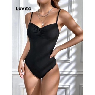 Lovito Body Sexy Plissado Liso Para Mulheres LNL43189