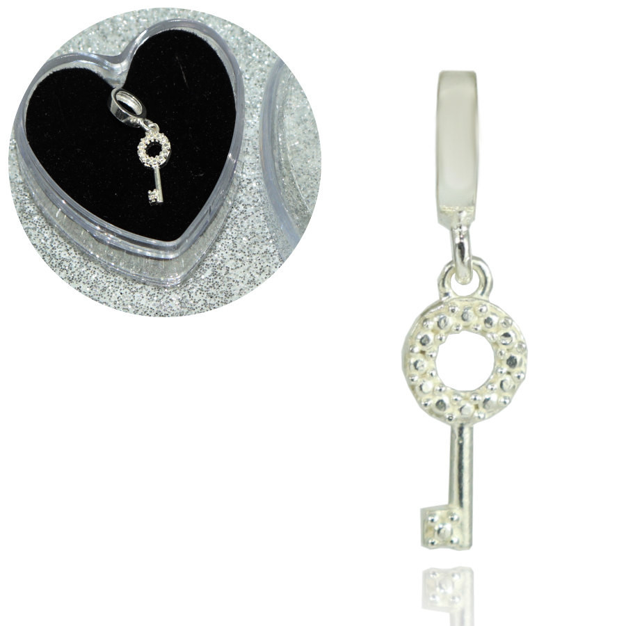 Berloque Charms Chave Prata Legitima 925 em Oferta na Shopee