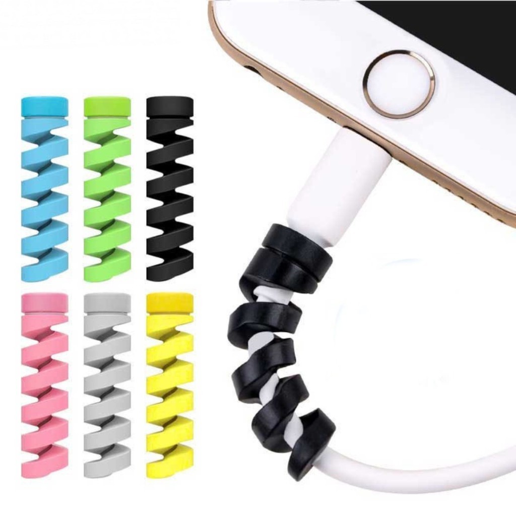 4 Pcs Cabo Espiral Para Iphone Android Tipo C Cabo De Telefone Usb De Carga Linha Protetor De Capa