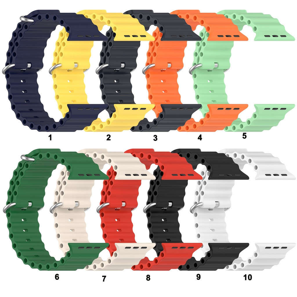 Pulseira de relógio de Smartwatch PretoPalha De Silicone Ocean Straw Capaz Para Relógio Ap...
