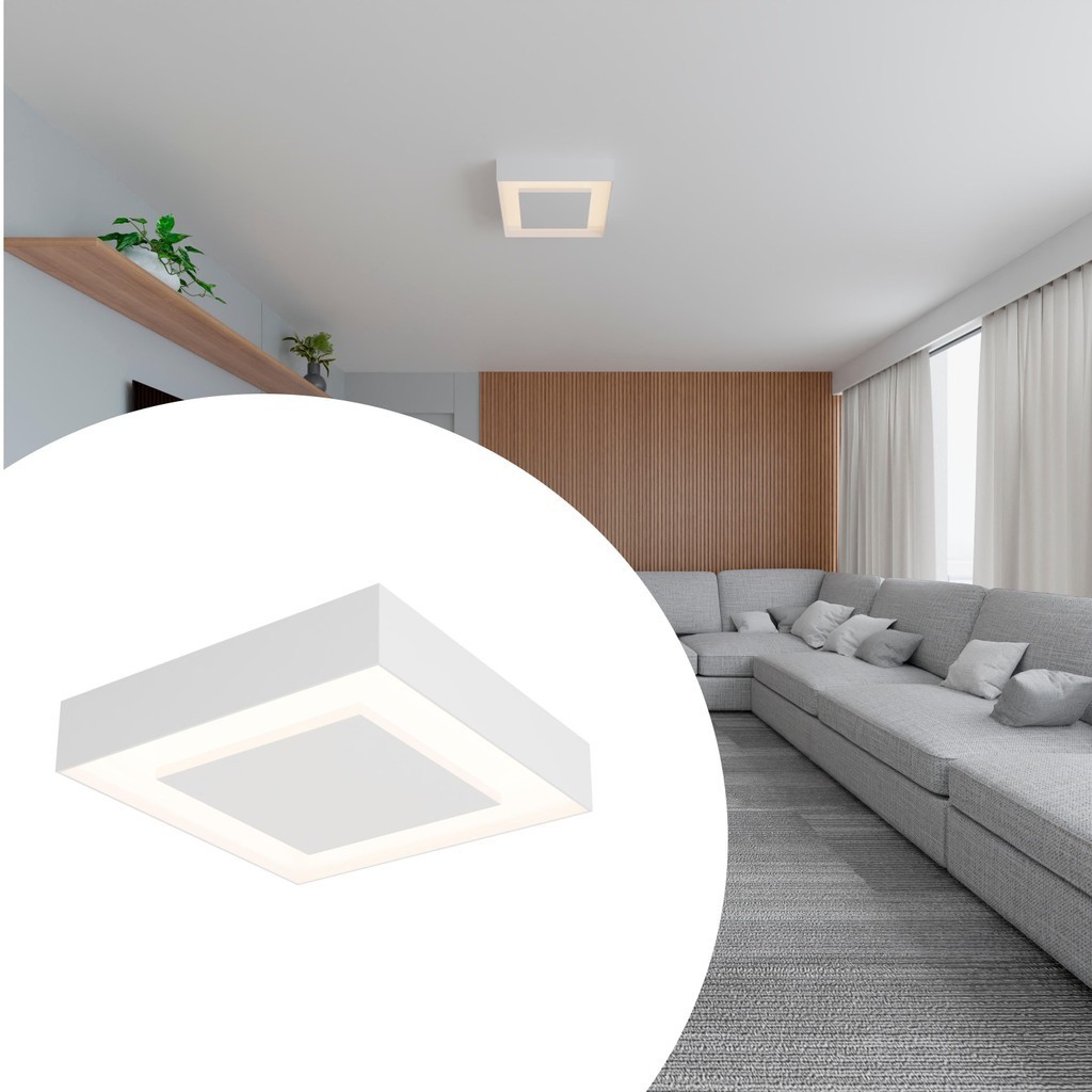Plafon Sobrepor Teto Quadrado 45x45cm Rebatedor LED Branco Casa Sala Quarto Cozinha Varanda Gourmet