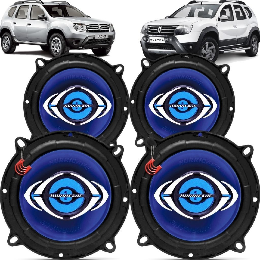 Kit Alto Falantes Dianteiros + Traseiros Renault Duster 2011 até 2015 - Hurricane Class 520w