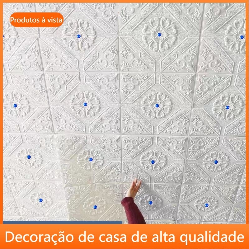 placas 3d adesiva adesivo de parede para quarto para sala decoração de quarto Broca de fita autoadesiva De Teto 3D Autoadesivo Decoração Adesivo De Design De Espuma À Prova D'água Para Quarto