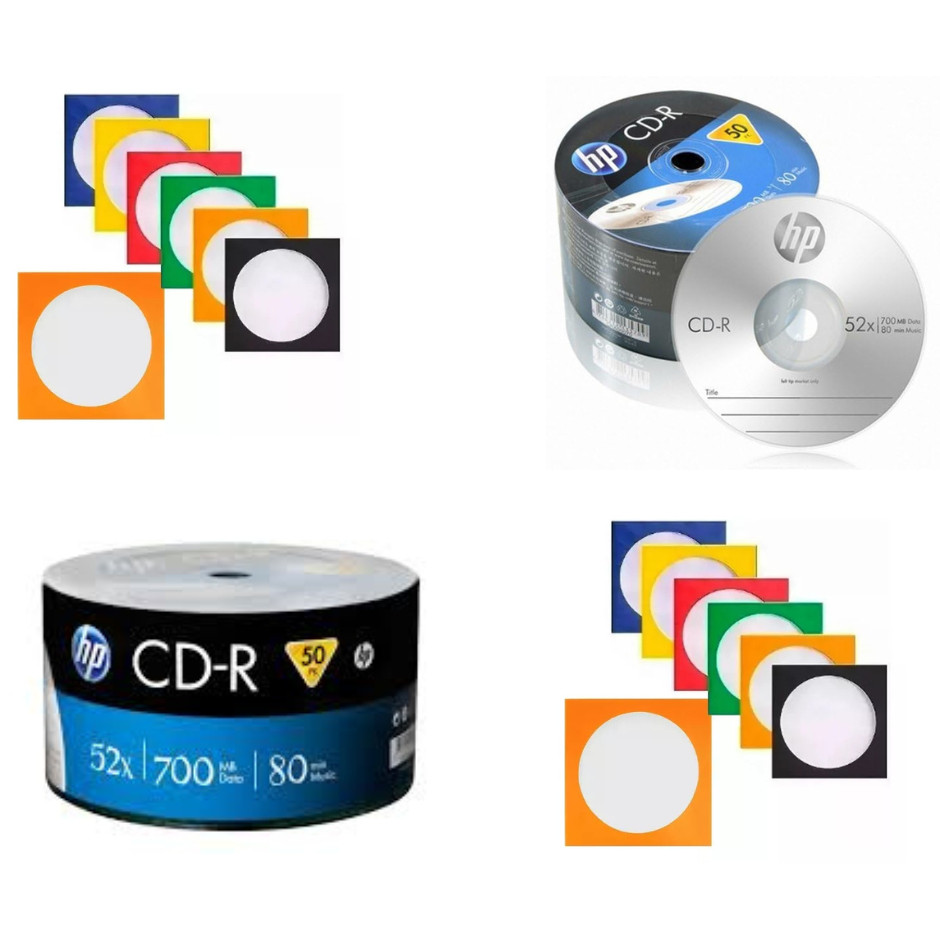 6 unidades de Mídia Virgem CD-R 52x 700mb 80min - HP C/envelope