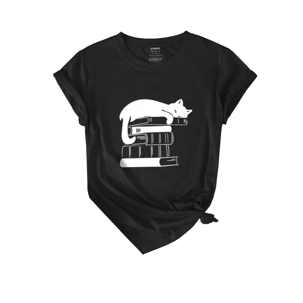 Camiseta Gato Preto Blusa Livro Camisa Sono Preguiça T Shirt Lindinho Sorte Estampa Oversized