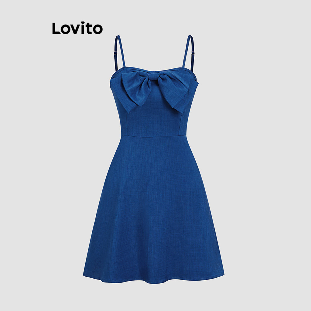 Lovito Vestido elegante com zíper e laço simples para mulheres L120ED033 - Women Clothes