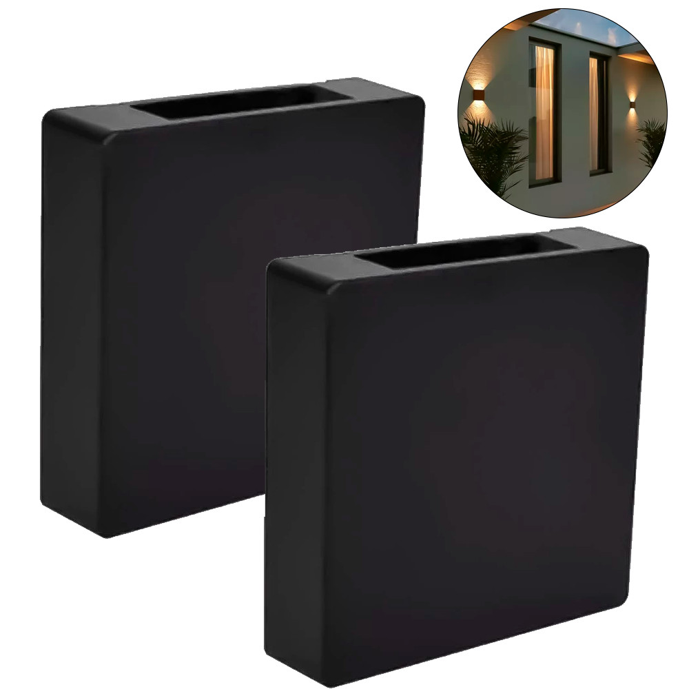 Kit 2 Luminária Arandela Clean Led Quadrada 2 Facho 3W 3000k Bivolt Abs 12cm Ilumina Jardim Corredor em Oferta na Shopee