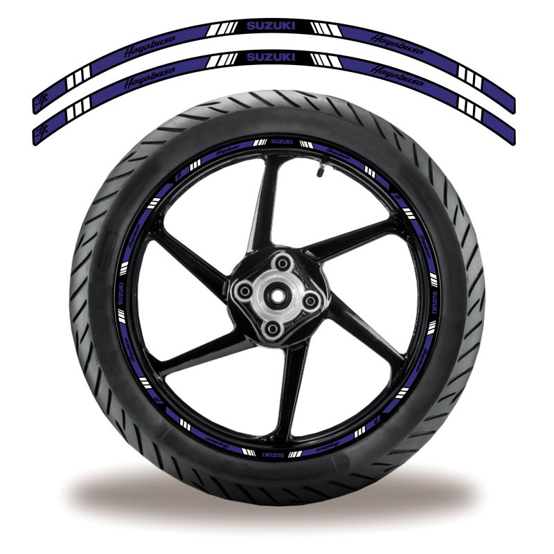 Friso De Roda Adesivo Refletivo Suzuki Hayabusa azul e preto