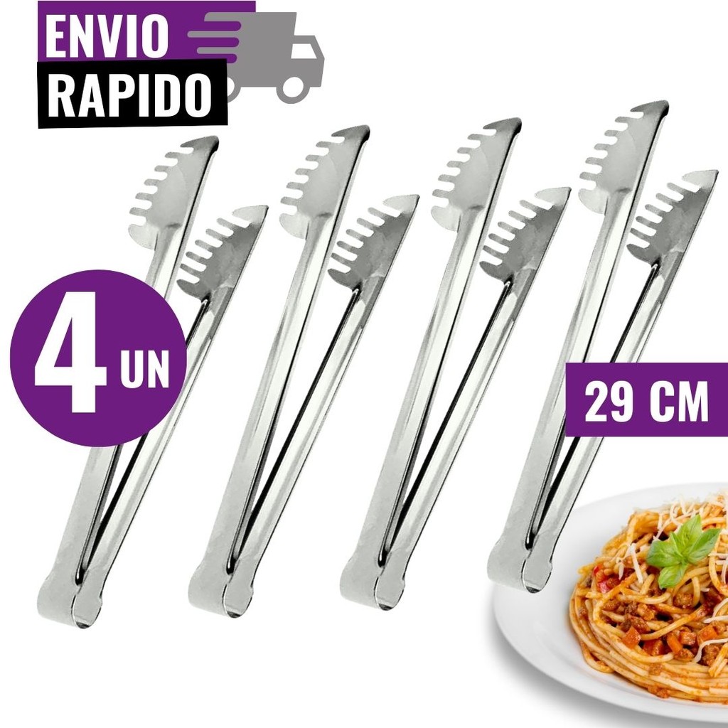 Kit 4 Pegador de Massa 29cm Macarrão Utensílios de Cozinha Aço Inox Multiuso Cozinha Buffet Restaurante