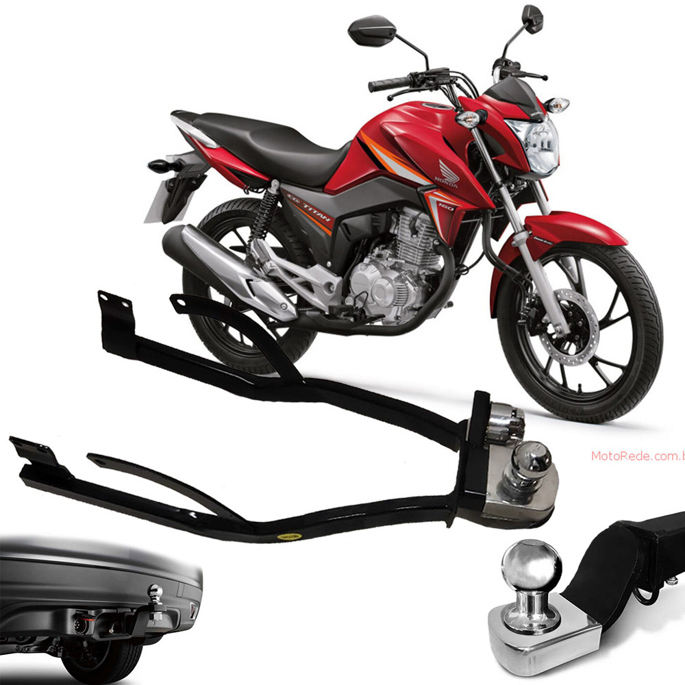 Engate Reboque Honda CG 160 2016 a 2024 Brucke CG1000 Rabicho Tração 300kg Haste fixa