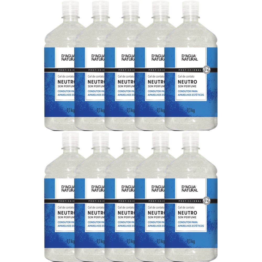 10 Gel Contato Para Eletroterapia Neutro 1,1KG Dagua natural