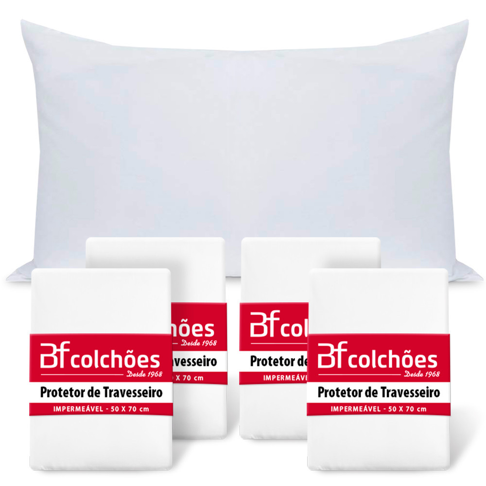 Kit 4 Capa Protetor Travesseiro Impermeável Ziper 50x70 BF Colchões em Oferta na Shopee