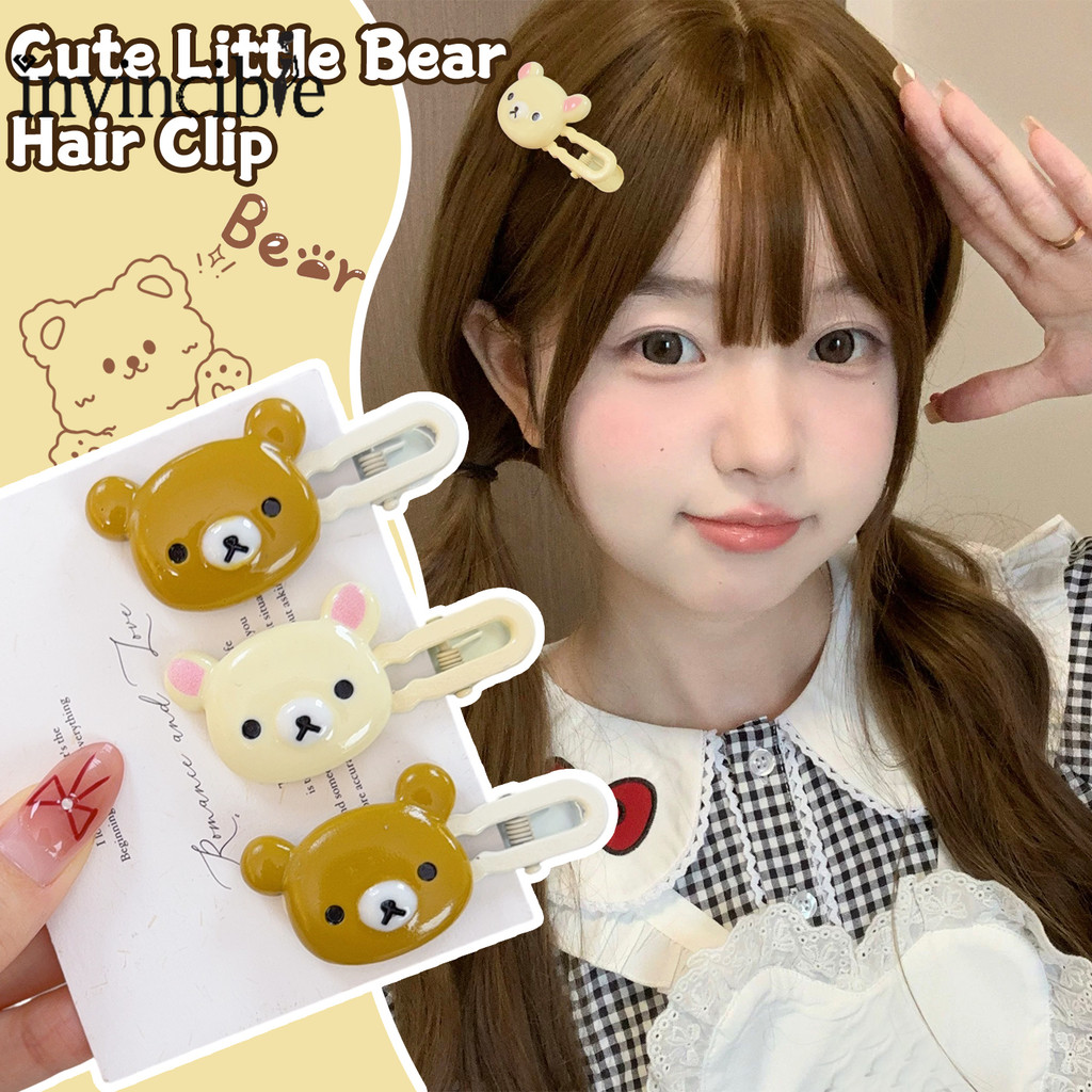 2 Pares De Grampos De Cabelo Rilakkuma Cartoon-Sweet Girl Bear Bangs Side Hair Clip-Presentes De Acessórios De Moda Diár