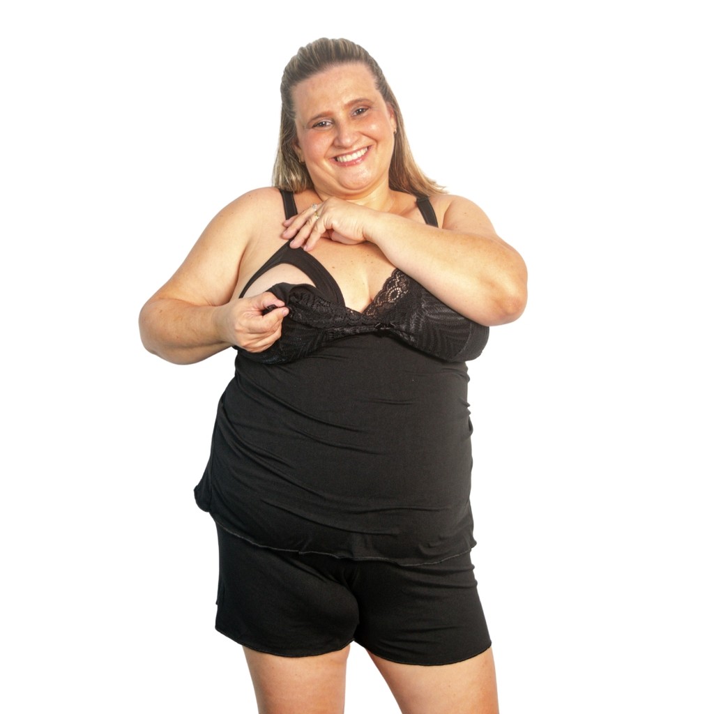 Baby Doll  Plus Size Amamentação Pijama Gestante Maternidade Tamanho Grande Pós Parto