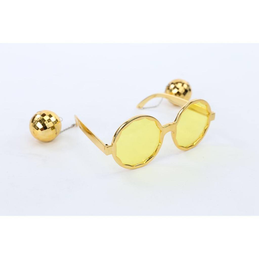 Óculos Redondo com Brinco Globo de Discoteca Dourado 7x15x15 Carnaval em Oferta na Shopee