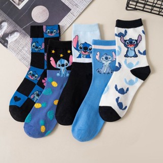 4/1Pcs Novas Meias De Algodão Stitch Bezerro Combinadas Para Namorado Namorada Presente De Natal