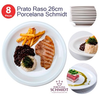Jogo 8 Pratos Raso 26cm Evento Protel Restaurante Hotel Porcelana Schmidt em Oferta na Shopee