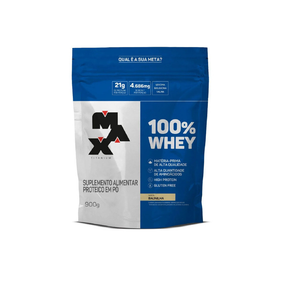 Whey 100% Concentrado Refil 900g Baunilha - Max Titanium