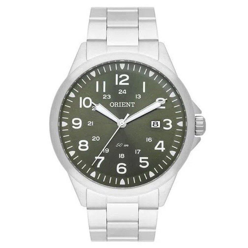 Relógio Orient Masculino Prata Verde Ref - MBSS1380 E2SX