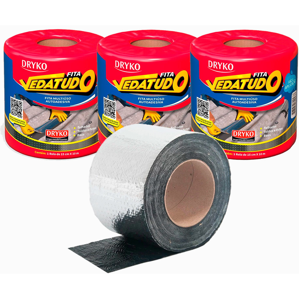 Kit 3 Manta Asfaltica Auto Adesiva Aluminizada 15cm X 10m - Home & Living