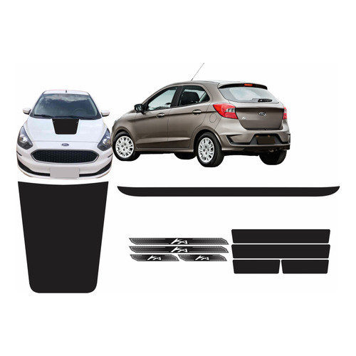 Adesivo Capô Ford New Ka 2015/2021 + Friso + Soleira Porta