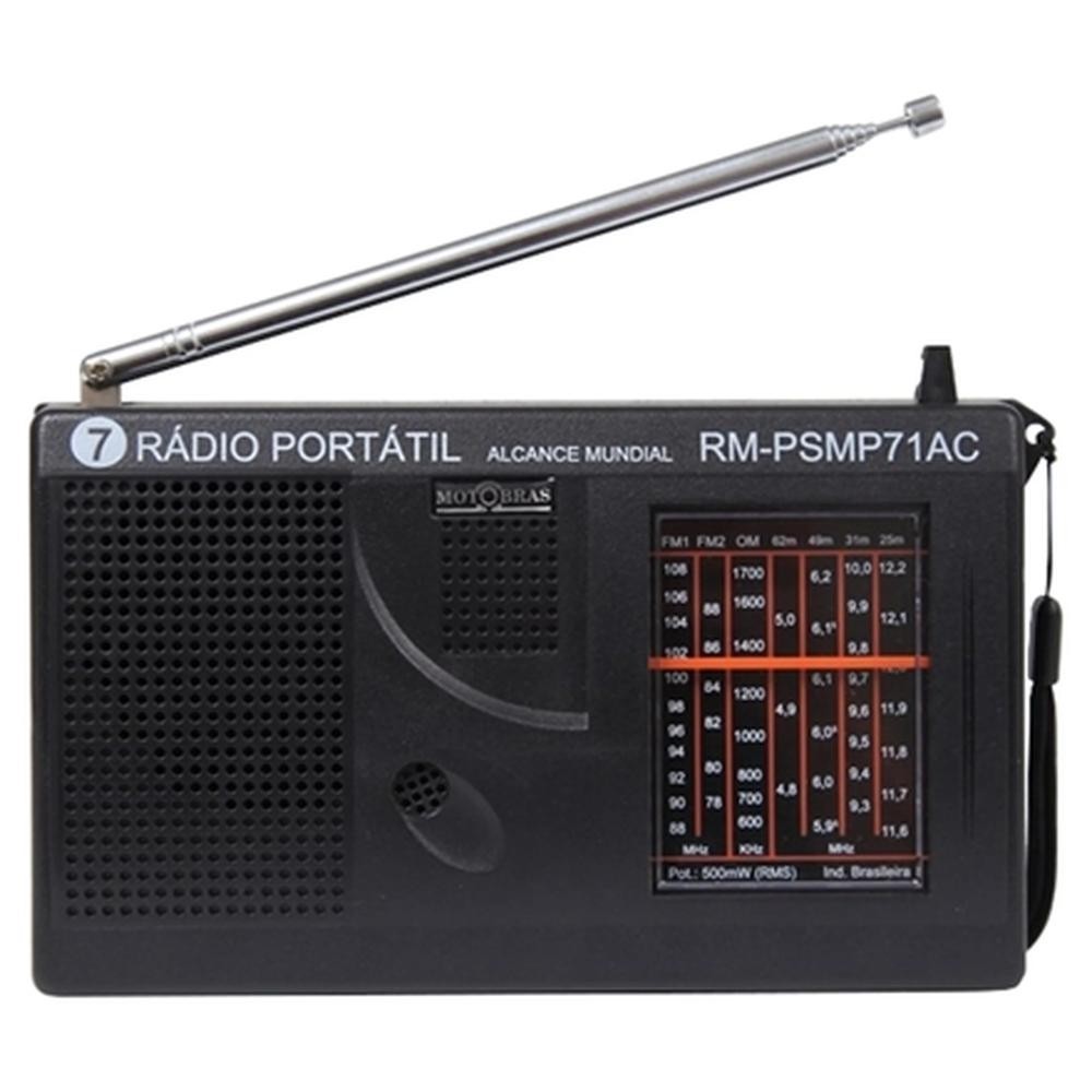 RADIO MOTOBRAS RECEPTOR 7 FXS PSMP71AC PRETO FM1/ FM2
