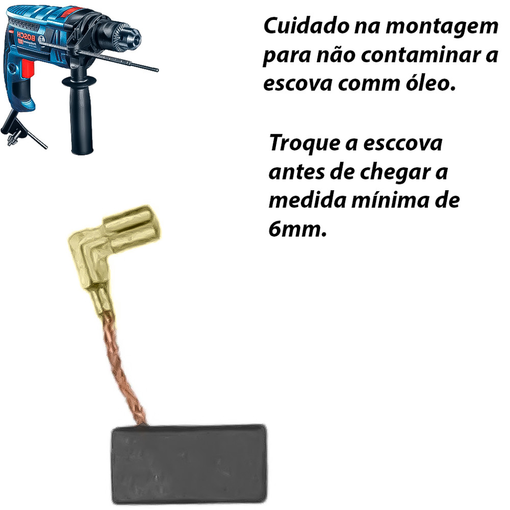 Jogo Par Escova Carvão Para Furadeira Reversível GSB 16 Tc - 90 · foto 2