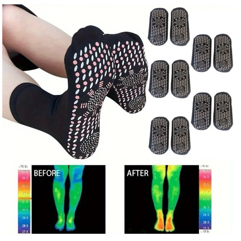 Kit C/ 5 Pares Meias Terapêuticas Magnéticas Turmalina Autoaquecimento Terapia Magnética Alívio de Dores — imagem 2 de 2