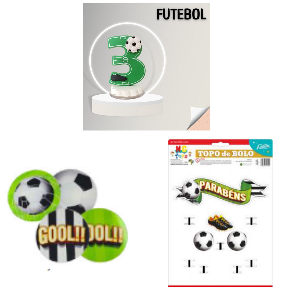 kit mesa bolo Vela Futebol Com Pavio + 1 topo de bolo + 48 adesivo