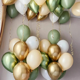 40pcs Balões De 10 Polegadas De Pele Verde Abacate Cor De Látex Para Bebês Chuveiro Decoração De Casamento Metallic Gold Globos Suprimentos Festa De Aniversário em Oferta na Shopee