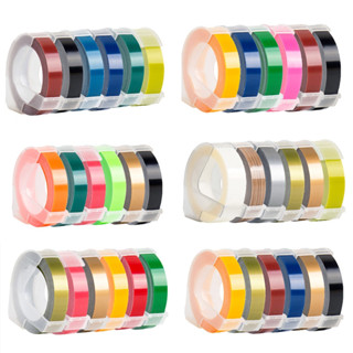 6 Rolos De Fita De Gofragem Mista 9MM Compatível Com Refil Motex E101 E202 E303 E DYMO 12965 1880 1610 Etiquetadora em Oferta na Shopee