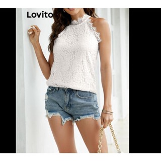 Lovito Blusa Elegante De Renda Lisa Para Mulheres LNL47071