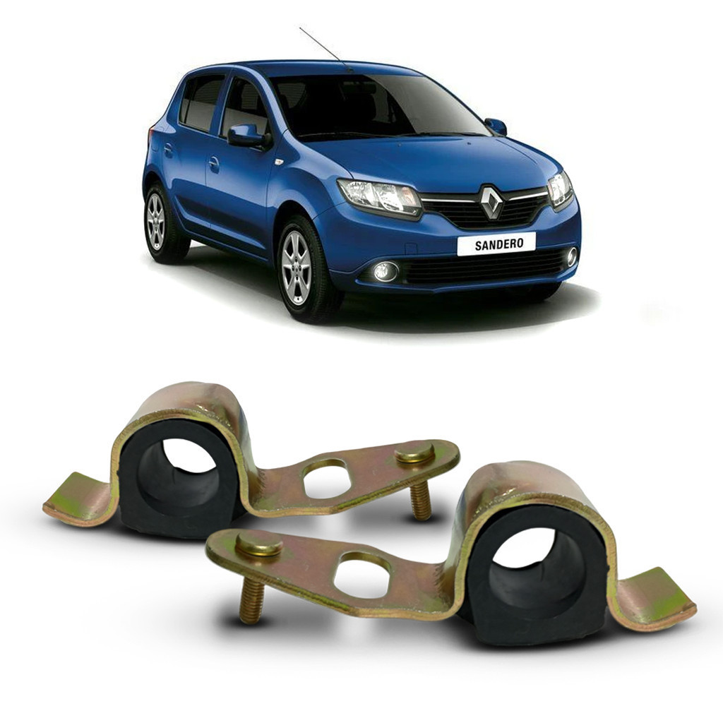 Par Kit Bucha Borracha Abraçadeira da Barra Estabilizadora Dianteira Renault Sandero 2015 2016 2017 2018 2019