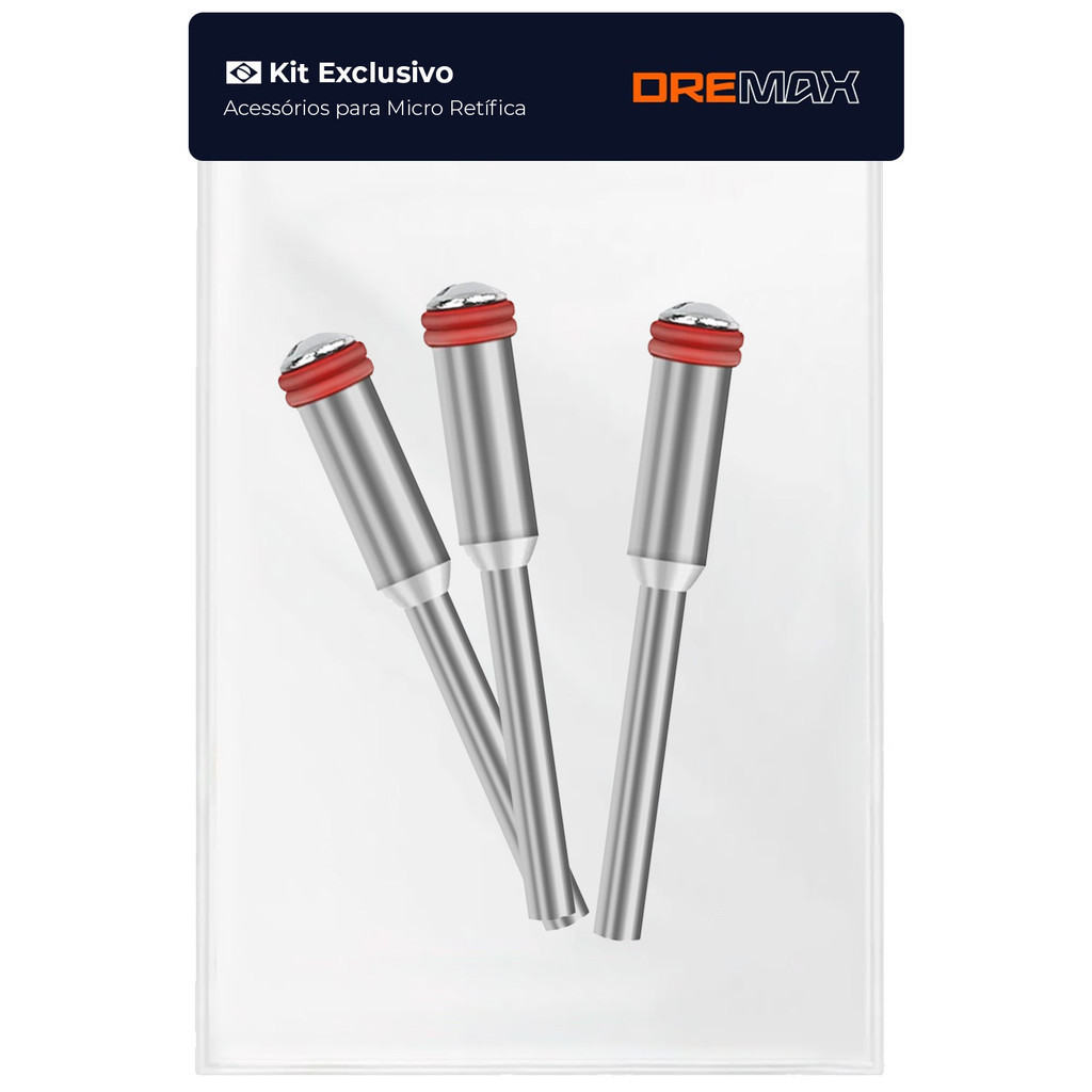 Kit com 3 Suportes para Discos de Corte e Lixa Mandril Haste 3mm para Micro Retíficas Dremax