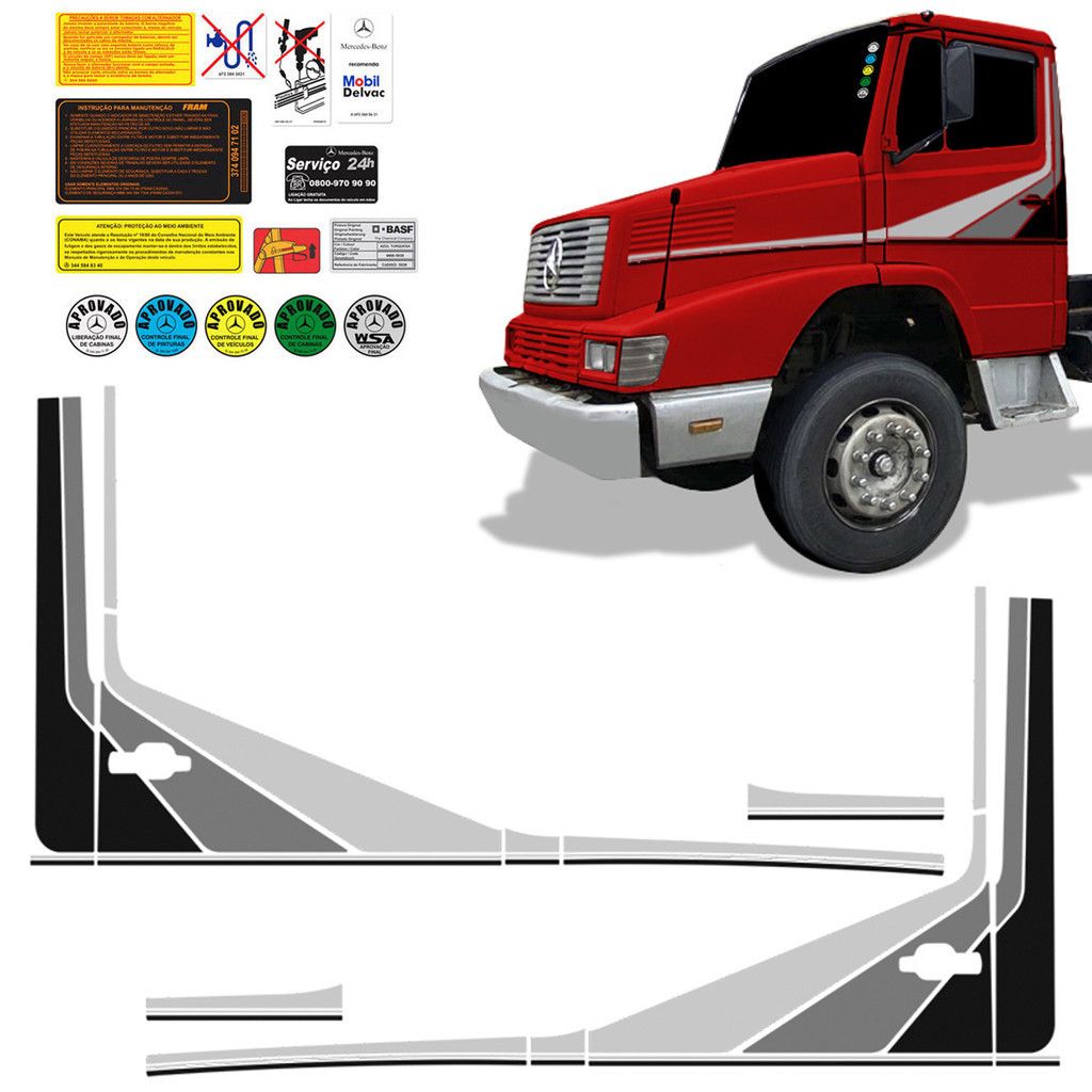Faixa Caminhão Mercedes Benz MB 709, 912, 1618 Adesivo Cinza Genérico em Oferta na Shopee