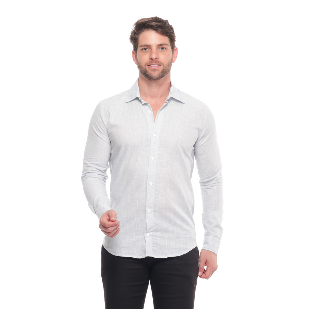 Camisa de linho Camisa Masculina Manga Longa