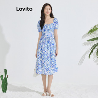 Lovito Vestido Casual com Estampa Floral e Amarração para Mulheres L77ED173