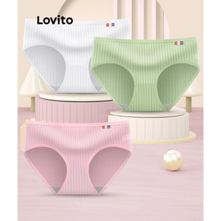 Lovito Calcinha feminina casual de malha canelada lisa LNE51194