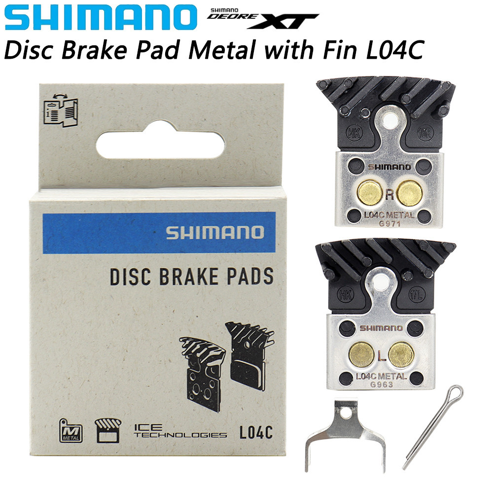 Original SHIMANO L04C Bicicleta Pastilha De Freio A Disco Metal Com Aleta Para Estrada MTB Compatível Deore XT SLX M8100