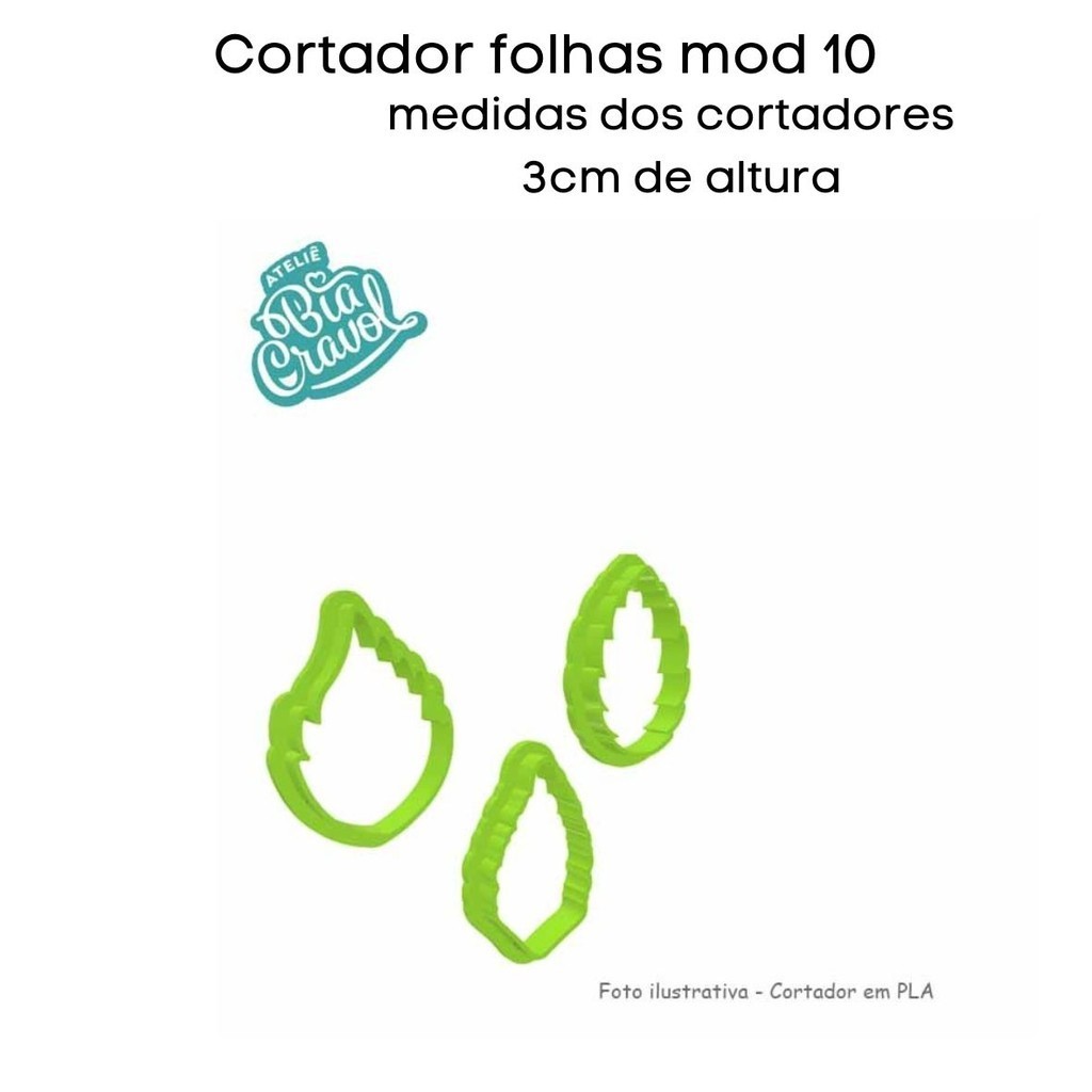 Cortador de Porcelana Fria - Folhas mod 10 - 3 cm - Bia Cravol