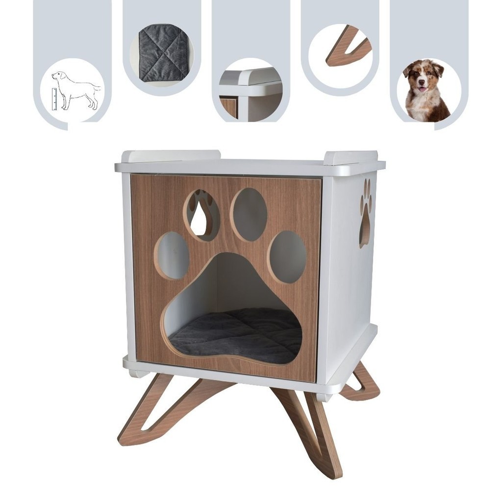 Casinha Cachorro Mesa Cabeceira PET MDF Modelo Pata