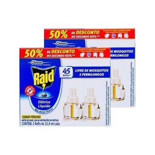 Kit 4 Refil Líquido Repelente Raid Elétrico 32,9ml em Oferta na Shopee