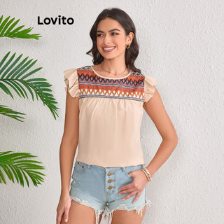 Lovito Blusa Boho Tropical Colorblock para Mulheres LBL20172 em Oferta na Shopee