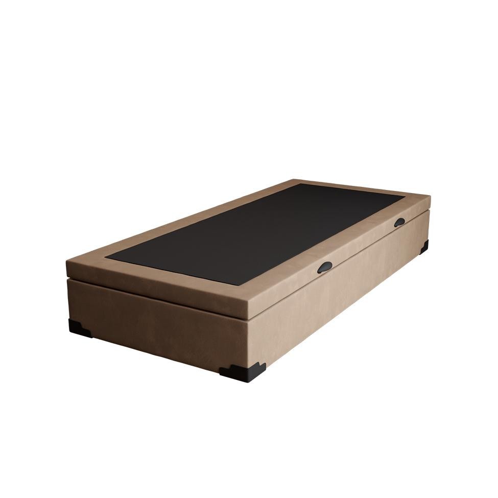 Base para Cama Box Solteiro Martin Premium com Baú Suede (45x88x188) Bege em Oferta na Shopee