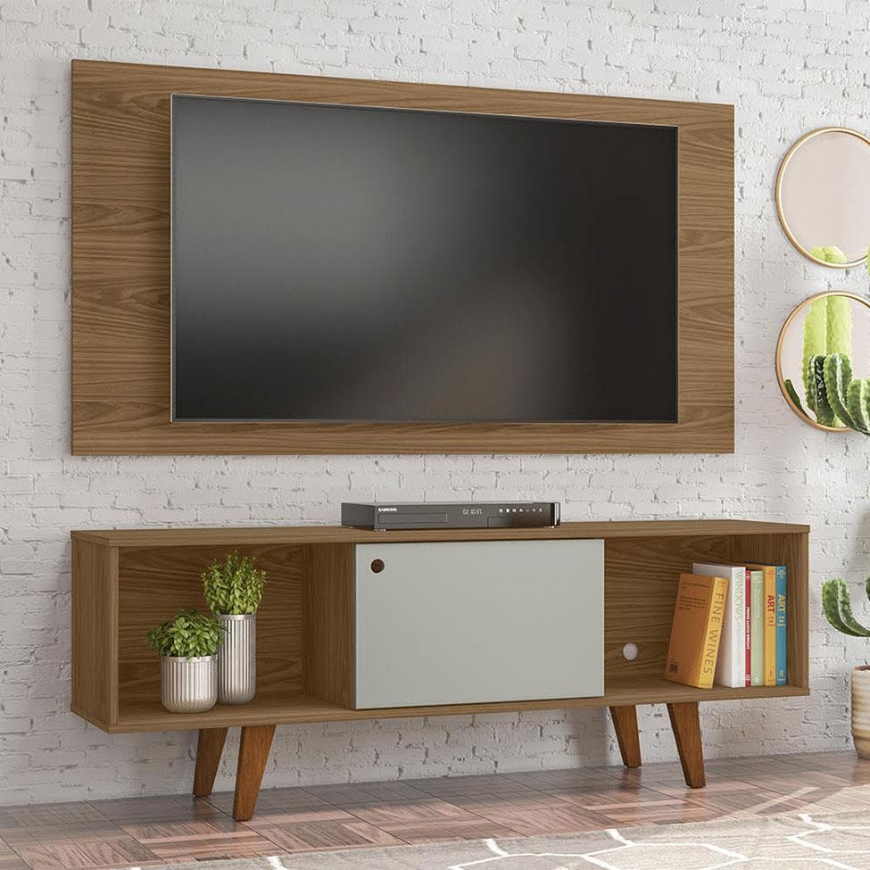 Rack com Painel para TV até 42 Polegadas SalahFreijo e Off White 135 cm em Oferta na Shopee