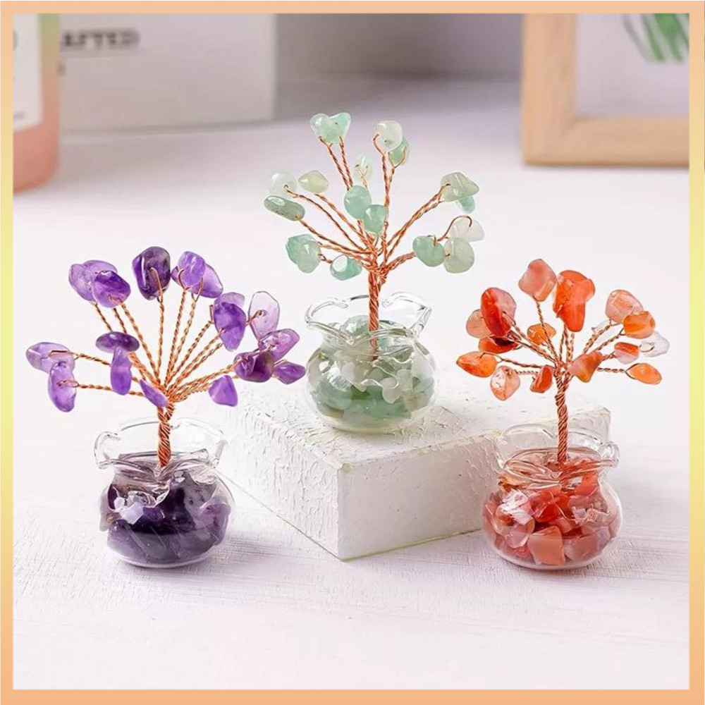 Quartzo Natural Pedra Preciosa Cristal Dinheiro Árvore Boa Sorte Prosperidade Feng Shui em Oferta na Shopee